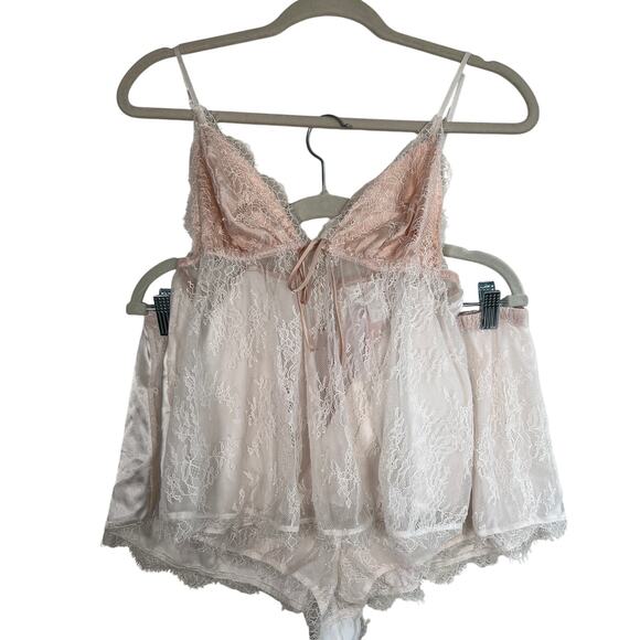 NWT Victorias Secret Satin Sheer Lace Top & Bottom Ivory Size Large - Picture 2 of 6